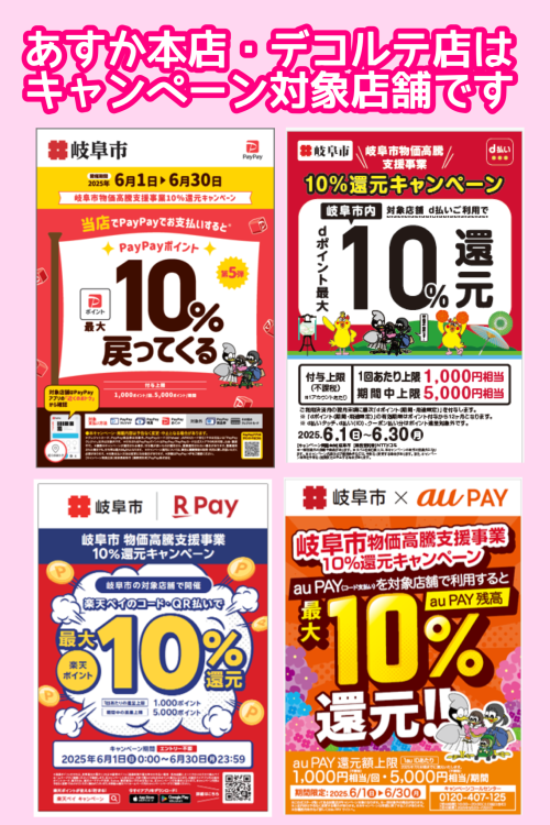 岐阜市キャッシュレス決済１０%還元のお知らせ